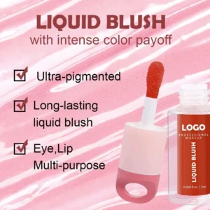 Custom Private Label No Logo Single Waterproof Liquid Blush, Fade-Resistant Highly Pigmented Long-Lasting Natural Facial Rouge
