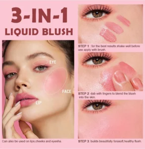 Custom Private Label No Logo Single Waterproof Liquid Blush, Fade-Resistant Highly Pigmented Long-Lasting Natural Facial Rouge