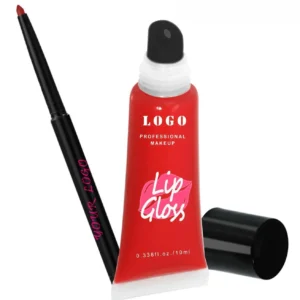 Custom Squeeze Tube Mirror Hydrating Lip Gloss & Waterproof Lip Liner Long Wear Non-Transfer Lip Makeup Set