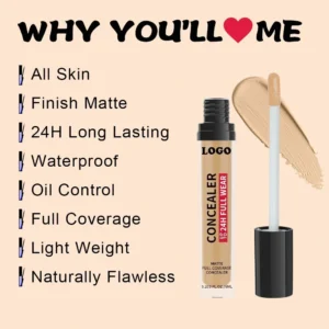 Custom Private Label No Logo Matte Liquid Concealer, Blemish Dark Circle Covering Non-Caking Transfer Resistant Long Wear Facial Makeup