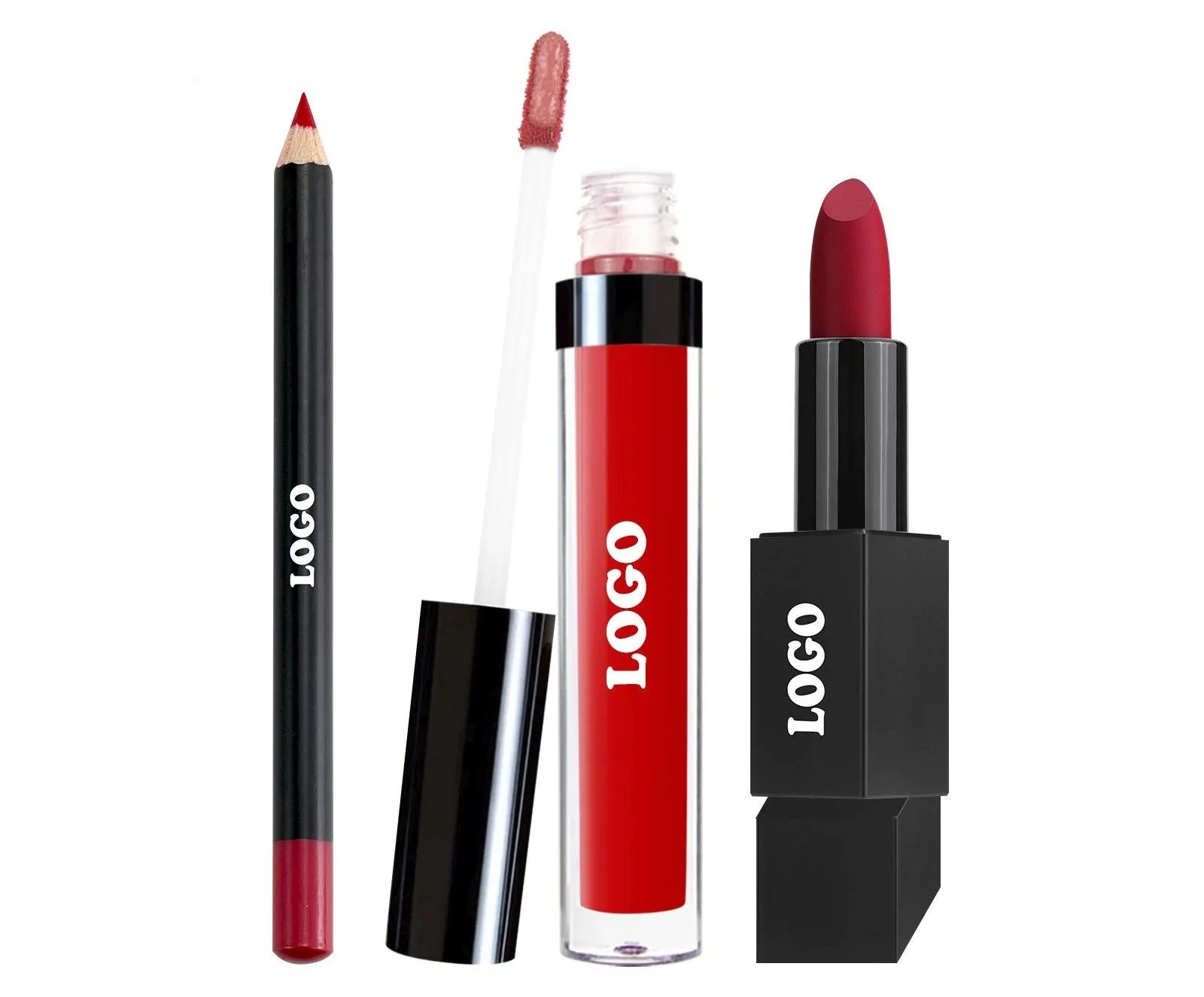 Custom Velvet Matte Waterproof Non-transfer Lipstick Lip Gloss & Lip Liner Gift Set
