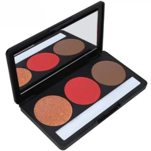Custom Private Label No Logo Waterproof 3-Shade Multi-Use Blush Highlight Contour Palette, Long-Lasting 3D Facial Sculpting Makeup