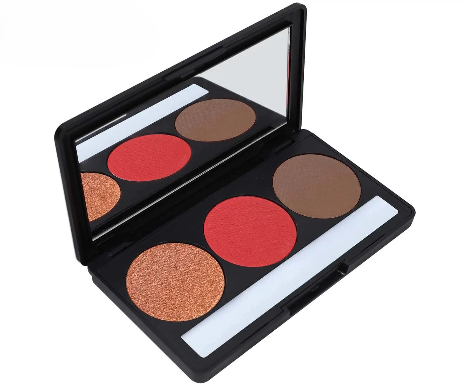 Custom Private Label No Logo Waterproof 3-Shade Multi-Use Blush Highlight Contour Palette, Long-Lasting 3D Facial Sculpting Makeup