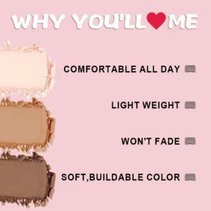 Custom Private Label No Logo Waterproof 3-Shade Multi-Use Blush Highlight Contour Palette, Long-Lasting 3D Facial Sculpting Makeup