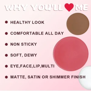 Custom Private Label No Logo Waterproof 3-Shade Multi-Use Highlight Contour Blush Cream Palette, Long-Lasting Facial Sculpting Makeup