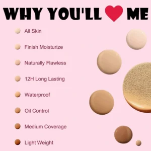 Custom Private Label No Logo Waterproof BB Cushion Foundation, Pore Minimizing Contour Hydrating Concealing Base Makeup