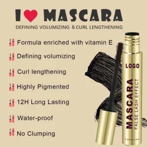 Custom Private Label No Logo Waterproof Smudge Resistant Colored Mascara, Lengthening Volumizing Long Lasting Eyelash Styling Makeup