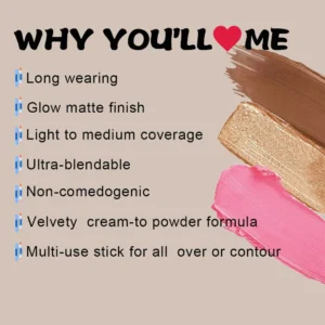 Custom Waterproof Matte Contour Highlight Stick, Multi-use for Nose Shadow, Blemish Cover & Facial Brightening Makeup