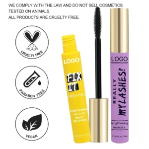 Custom Private Label No Logo Waterproof Smudge-Proof Mascara, Lengthening Volumizing Long-Lasting Eyelash Priming Styling Makeup