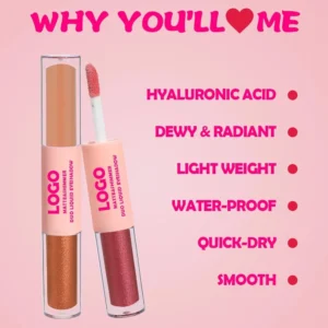 Custom Private Label No Logo Waterproof Long-Lasting Liquid Eyeshadow, Matte Shimmer Fine Glitter Highly Pigmented Eye Brightening Makeup