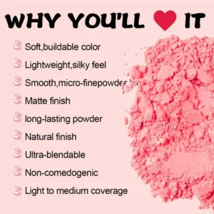 Private Label No Logo Custom Waterproof Sweat Proof Matte Loose Powder & Blush, Non-Caking Transfer Resistant Long Wear Facial Makeup