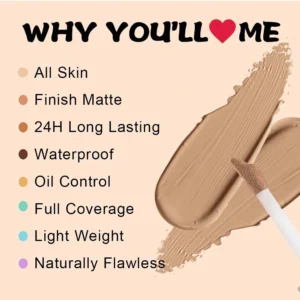 Custom Private Label No Logo Waterproof Matte Liquid Concealer, Blemish Tattoo Covering Non-Caking Transfer-Resistant Long-Lasting Facial Base Makeup