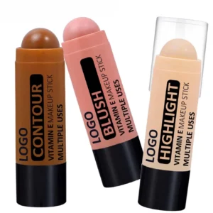 Private Label No Logo Custom Waterproof Multi-Use Contour Highlight Concealer Blush Stick, Transfer-Resistant Long-Lasting 3D Facial Makeup