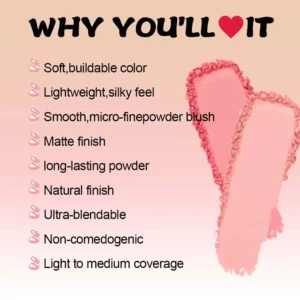 Custom Private Label No Logo Waterproof Oil Control Loose Blush Powder, Non-Caking Brightening Long Lasting Natural Facial Rouge
