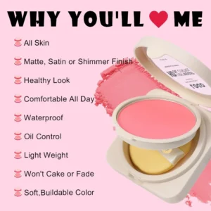 Custom Private Label No Logo Waterproof Oil Control Matte Blush Palette, Non-Caking Long Lasting Natural Facial Rouge