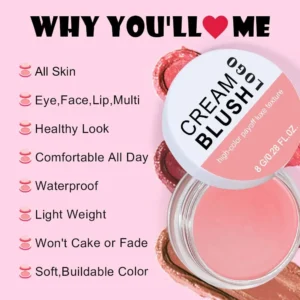 Custom Private Label No Logo Waterproof Multi-use Single Cream Blush, Highly Pigmented Long Wear Natural Complexion Enhancing Rouge
