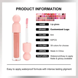Custom Private Label Waterproof Velvet Matte Lip Gloss, Non Transfer Fade Resistant Hydrating Long Wear Cup Proof Lip Color