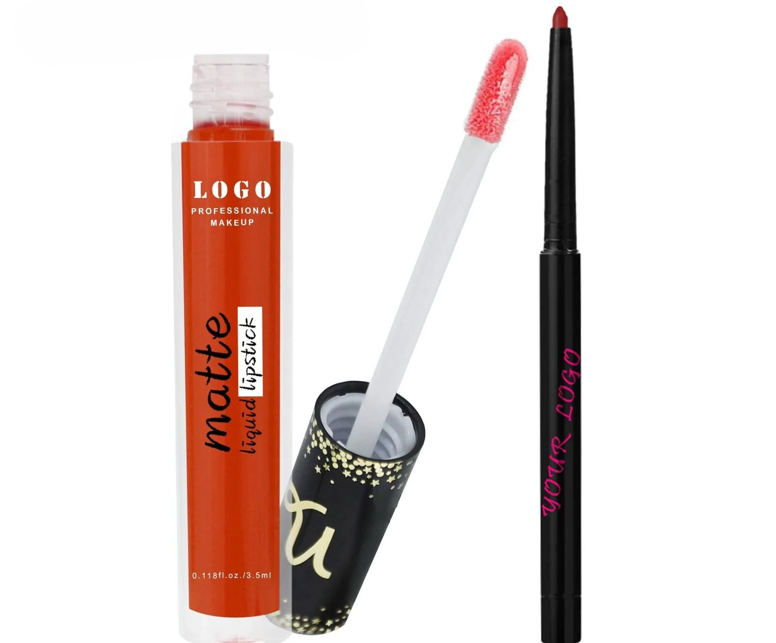 Customizable Private Label No Logo 2 In 1 Hydrating Lip Gloss & Lip Liner Complete Lip Cosmetic Kit