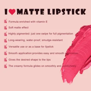 Customizable Private Label No Logo Matte Non-Transfer Lipstick, Cup-Proof Fade-Resistant Long-Lasting Hydrating Lip Makeup