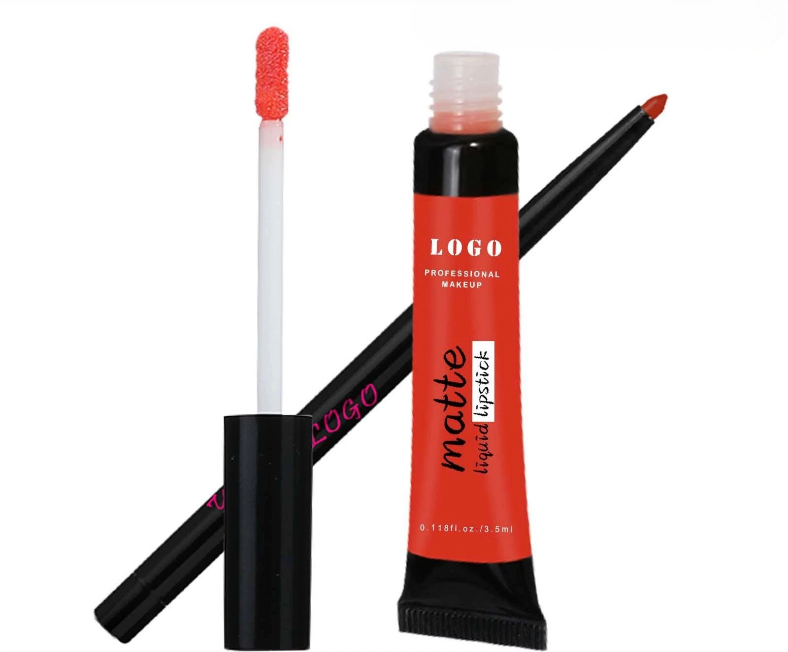 Customizable Waterproof Pigmented Matte Non-transfer Long Wear Lip Gloss & Lip Liner Lip Kit