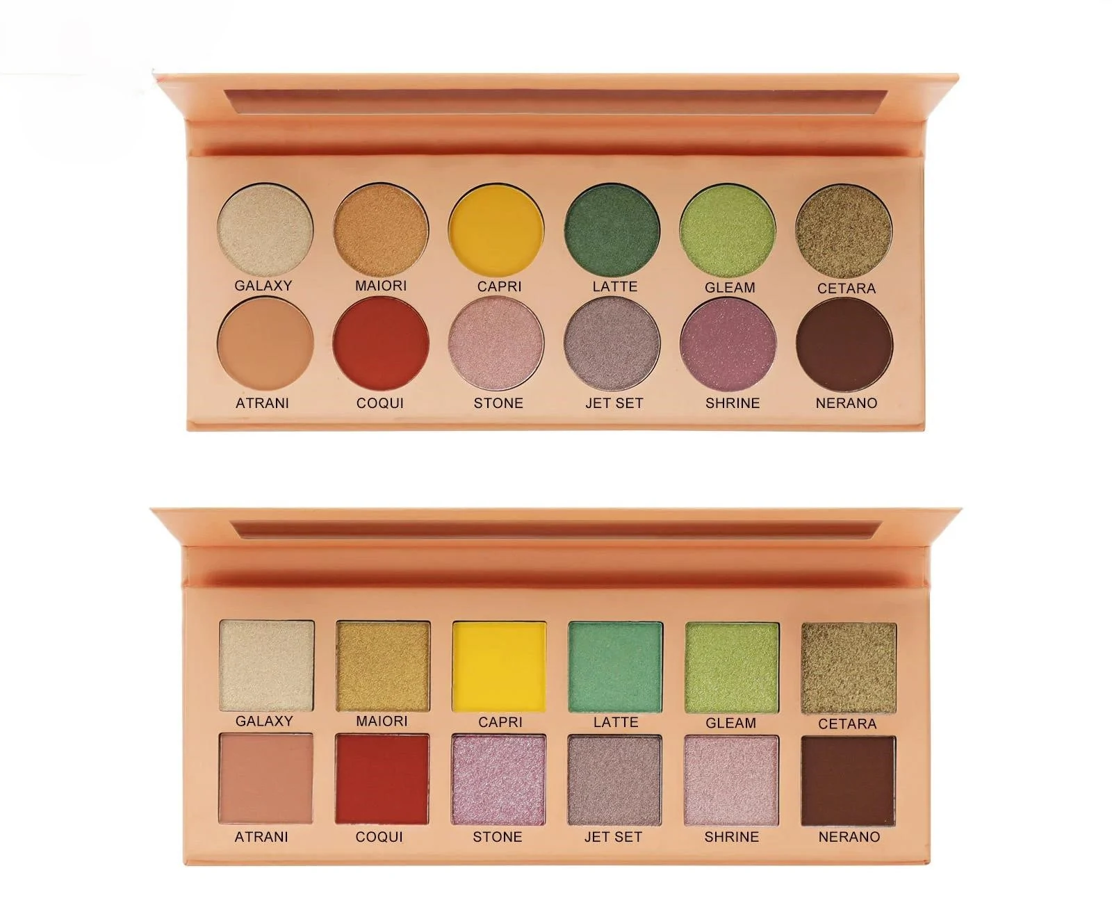 Wholesale Earth Tone Green Shimmer Glitter Eyeshadow Palette, Multi-use for Eye Makeup & Tear Trough Brightening
