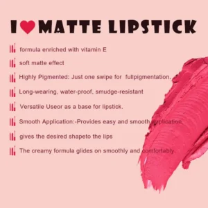 Waterproof Matte Non-transfer Lipstick, Cup Proof Fade Resistant Hydrating Daily Lip Care Makeup