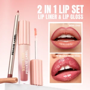 Factory Direct Small Batch Mixed Color Lip Makeup Kit, 12 Waterproof Lip Liners Plus 65 Shades Lip Gloss Private Label No Logo