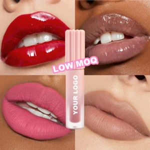 Gradient Pink Frosted Dual Texture Lip Gloss, Matte Color Lock & Mirror Finish Plumping Dudu Lips Long Wear Lip Color