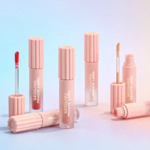 Gradient Pink Frosted Dual Texture Lip Gloss, Matte Color Lock & Mirror Finish Plumping Dudu Lips Long Wear Lip Color