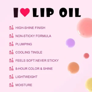 Fruit Flavor Mirror Finish Plumping Lip Oil, Hydrating Moisturizing Dudu Lips Tinted Lip Gloss