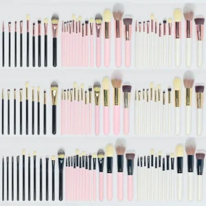 Full Set Wooden Handle Custom Makeup Brushes, Multi-color Eyebrow Brushes for Private Label Wholesale