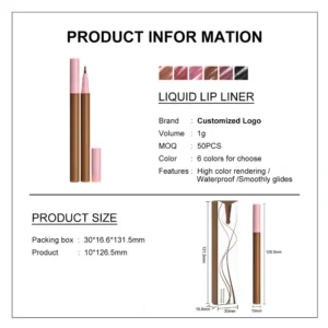 Waterproof Highly Pigmented Smooth Matte Liquid Lip Liner, Precise Natural Lip Contour Defining Long Wear Makeup