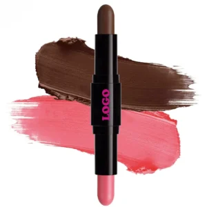 Dual-ended Low Saturation Blush & Contour Highlight Stick, Multi-use for Nose Shadow Facial Sculpting Brightening Makeup