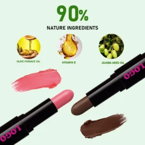 Dual-ended Low Saturation Blush & Contour Highlight Stick, Multi-use for Nose Shadow Facial Sculpting Brightening Makeup