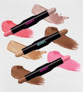 Dual-ended Low Saturation Blush & Contour Highlight Stick, Multi-use for Nose Shadow Facial Sculpting Brightening Makeup