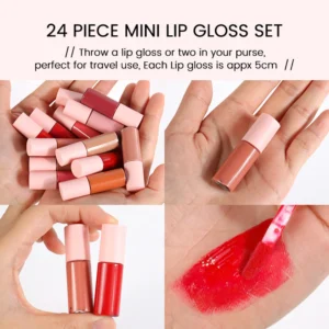 Wholesale Private Label No Logo Mini Bottle Lip Gloss Gift Set, Hydrating Long Wear Plumping Lip Makeup Kit
