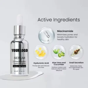 30ml No Logo Multi-Ingredient Facial Serum with Arbutin Niacinamide Hyaluronic Acid Salicylic Acid, Brightening Hydrating Pore Cleansing Skin Care Essence