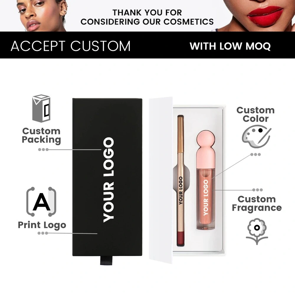 OEM Custom Private Label 12 Shades Lip Liner & 58 Shades Matte Lip Gloss Combination Gift Set Wholesale