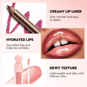 OEM Custom Private Label 12 Shades Lip Liner & 58 Shades Matte Lip Gloss Combination Gift Set Wholesale