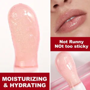 OEM Small Batch Private Label No Logo Clear Hydrating Plumping Lip Oil, Dewy Dudu Lips Nourishing Lip Gloss