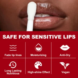 OEM Small Batch Private Label No Logo Clear Hydrating Plumping Lip Oil, Dewy Dudu Lips Nourishing Lip Gloss