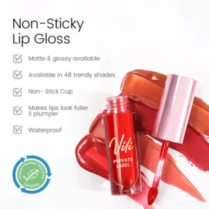 OEM Small Batch Private Label No Logo Pink Round Tube Waterproof Non Transfer Lip Gloss, Long Wear Hydrating Lip Makeup