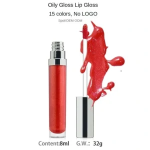 Private Label No Logo 15 Shades Shimmer Lip Gloss & Clear Hydrating Plumping Lip Oil Daily Lip Makeup