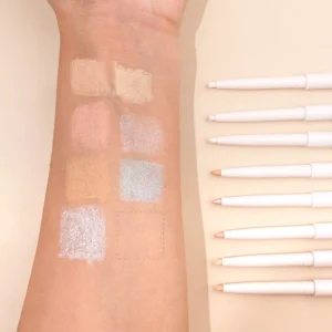 Private Label No Logo 2 In 1 Multi-use Tear Trough Highlighter Pen, Matte Shimmer Fine Glitter Eye Brightening Makeup Tool