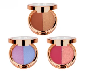 Private Label No Logo 2 Shades Matte Shimmer Multi-use Eyeshadow Palette with Highlight & Contour Daily Eye Makeup