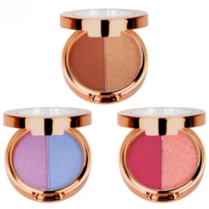 Private Label No Logo 2 Shades Matte Shimmer Multi-use Eyeshadow Palette with Highlight & Contour Daily Eye Makeup