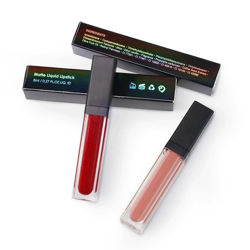 Private Label No Logo 33 Shades Matte Square Tube Liquid Lipstick, Non-transfer Cup Proof Long Wear Lip Gloss