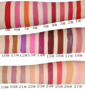 Private Label No Logo 33 Shades Matte Square Tube Liquid Lipstick, Non-transfer Cup Proof Long Wear Lip Gloss