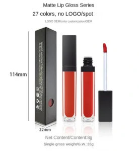 Private Label No Logo 33 Shades Matte Square Tube Liquid Lipstick, Non-transfer Cup Proof Long Wear Lip Gloss