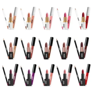 Private Label No Logo 3-in-1 Waterproof Matte Lipstick & Lip Liner Set, Non-Transfer Fade-Resistant Complete Lip Makeup Kit